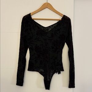 Guess Black Floral Lace Bodysuit